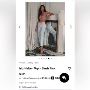 As Seen on Bella Hadid - Kukhareva London Isla Halter Crop Top - Blush / Orange
